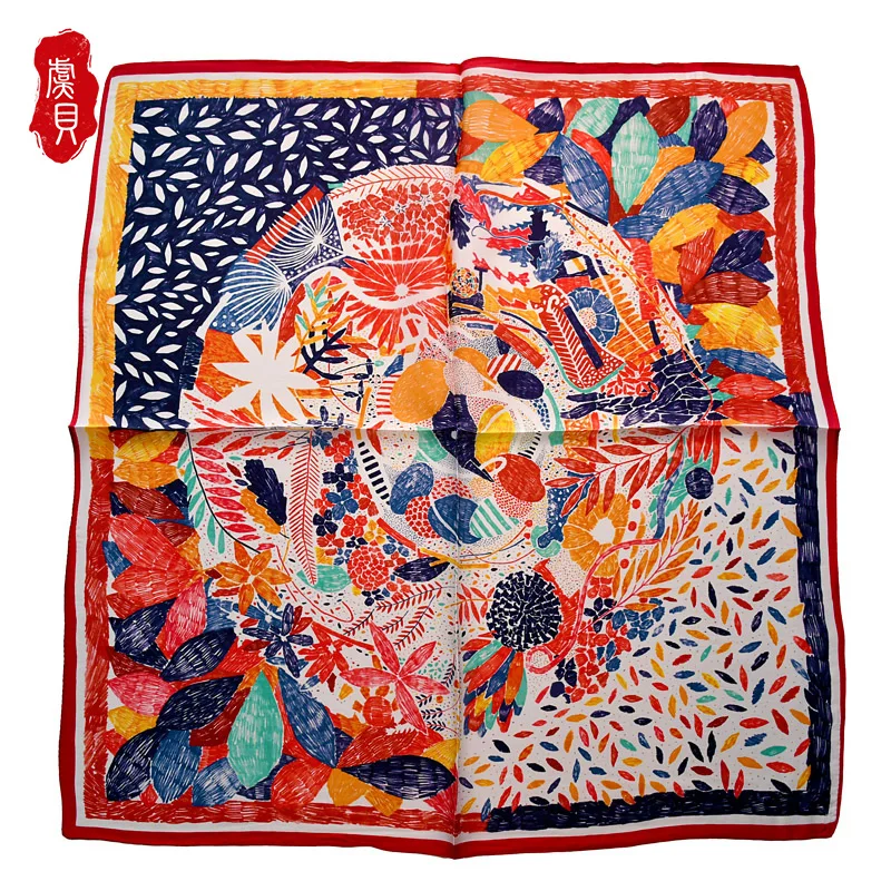 Colourful natural silk scarf printed for women 100% real silk 50cm small square neck scarves shawl luxury gift for ladies girl