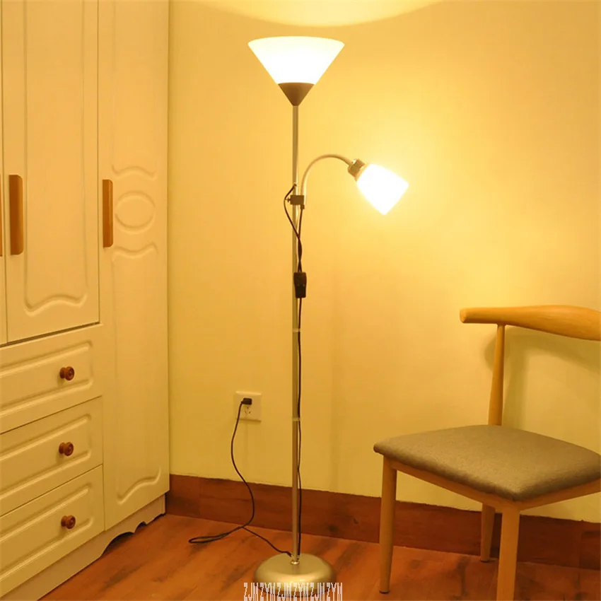 L002 Living Room Bedroom Double Head Floor Lamp Creative Simple Led Bedside Study Decoration Vertical Led Stand Lamp E27 220V