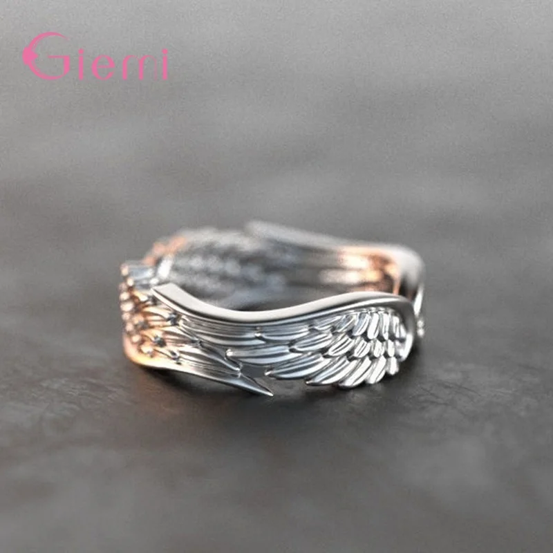 Bague ouverte avec ailes créatives, Vintage, couleur argent, bijoux de fête Punk pour femmes, cadeau d'anniversaire pour femmes