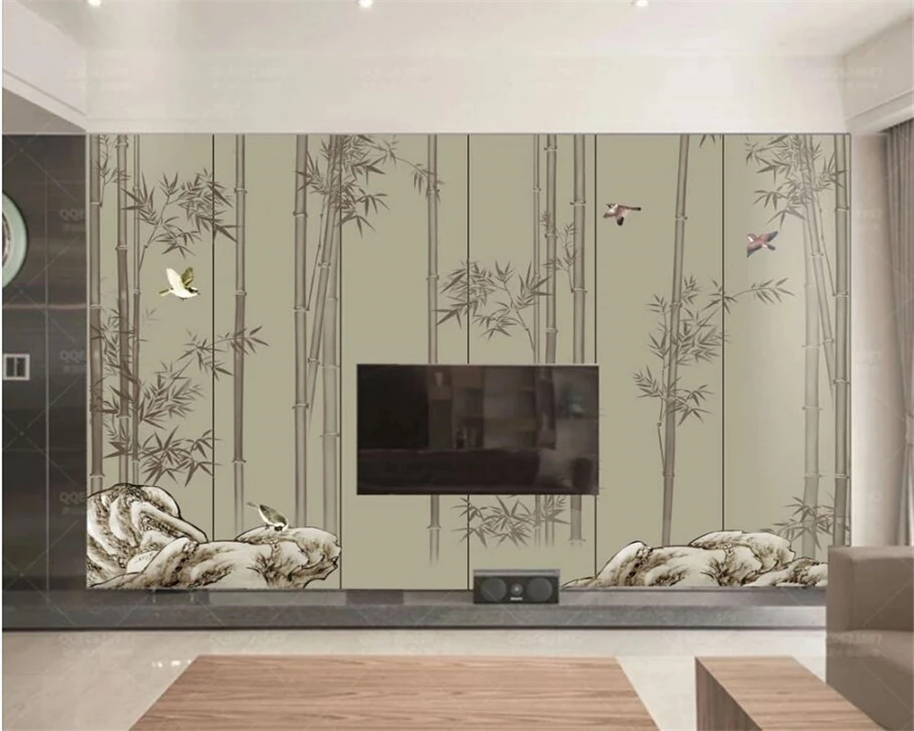 

Custom wallpaper mural Hand painted bamboo landscape 3d living room bedroom background wall wall papers home decor papel tapiz