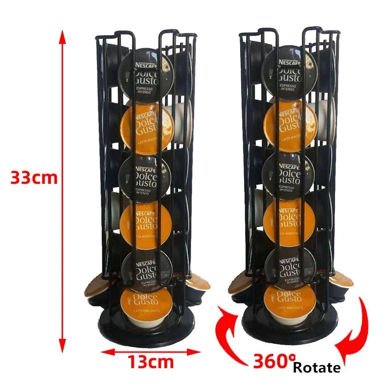 2020 Black  Coffee Pod Holder Rotatable Plating Capsule Metal Stainless Rack Storage 24/30/32 Pcs Dolce Gusto New Straight Racks