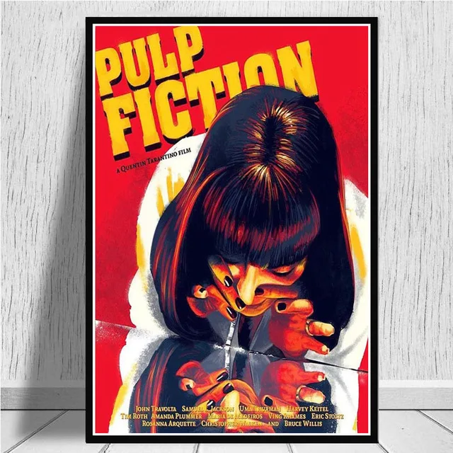 Pulp Fiction Quentin Tarantino Canvas Painting Vintage Movie Posters and Prints Wall Art Picture for Living Room Home Decoration
