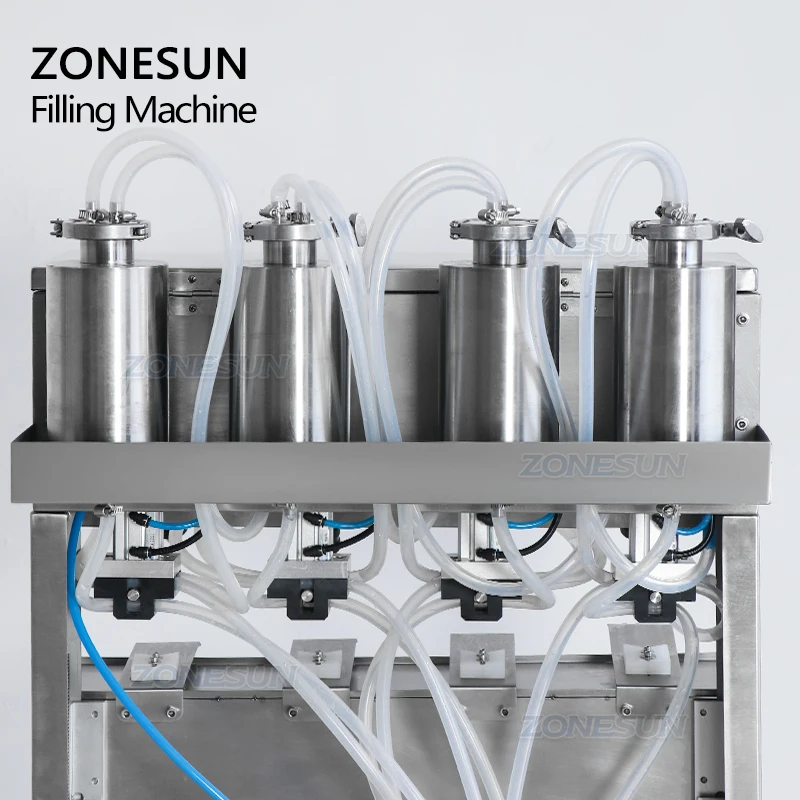 ZONESUN Parfüm Füll Maschine 4 Köpfe Parfüm Füllstoff Pneumatische Vakuum Level Control Glas Flasche Gerät Vier Kopf