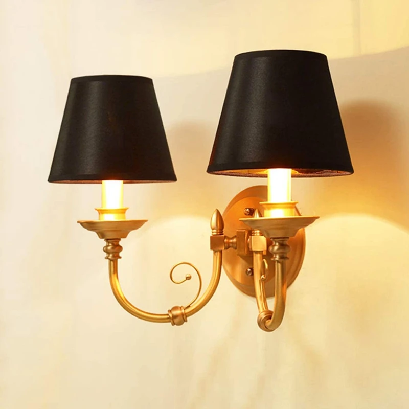 Black Lamp Shades with Gold Lining Clip on Light Shades Candle Chandelier Lampshades, Set of 6