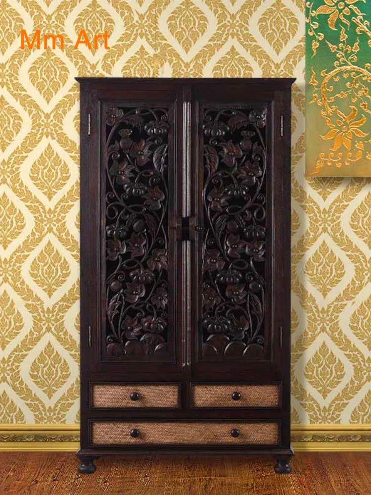 Yilijia Southeast Asian Furniture Solid Wood Wardrobe Vintage Wardrobe Storage