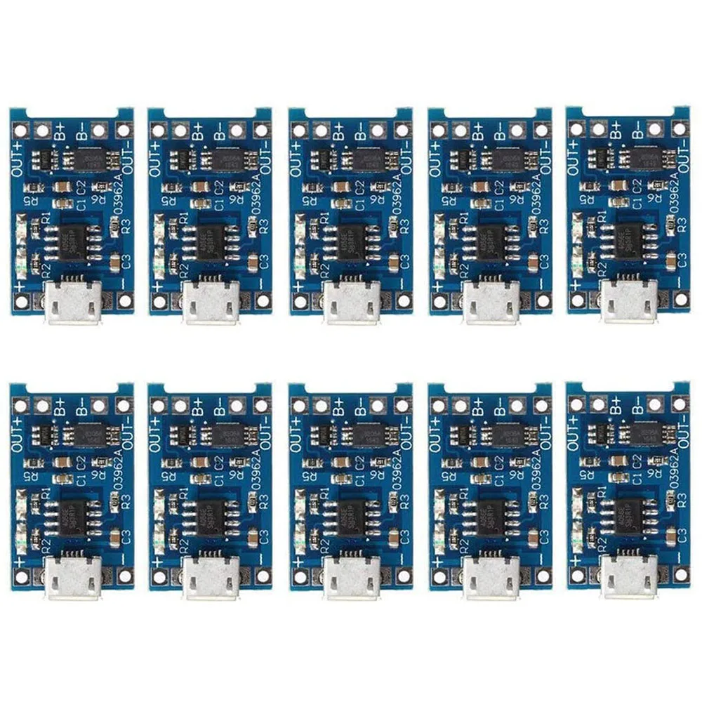 10pcs 5V 1A 18650 Lithium Battery Charging Board TP4056 Lithium Battery Charging Board Micro USB Charge Module With Protect