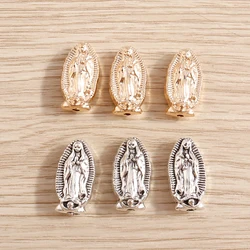 8pcs 10*19mm Alloy Virgin Mary Beads Charms Fit Original Bracelets DIY Silver Color Christian Beads Jewelry Making
