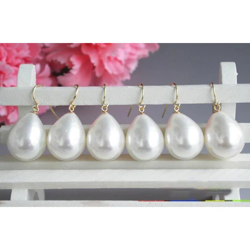 Unique Pearls jewellery Store 16x21mm White Drip South Sea Shell Pearl Dangle Earrings Charming Women Gift Jewelry