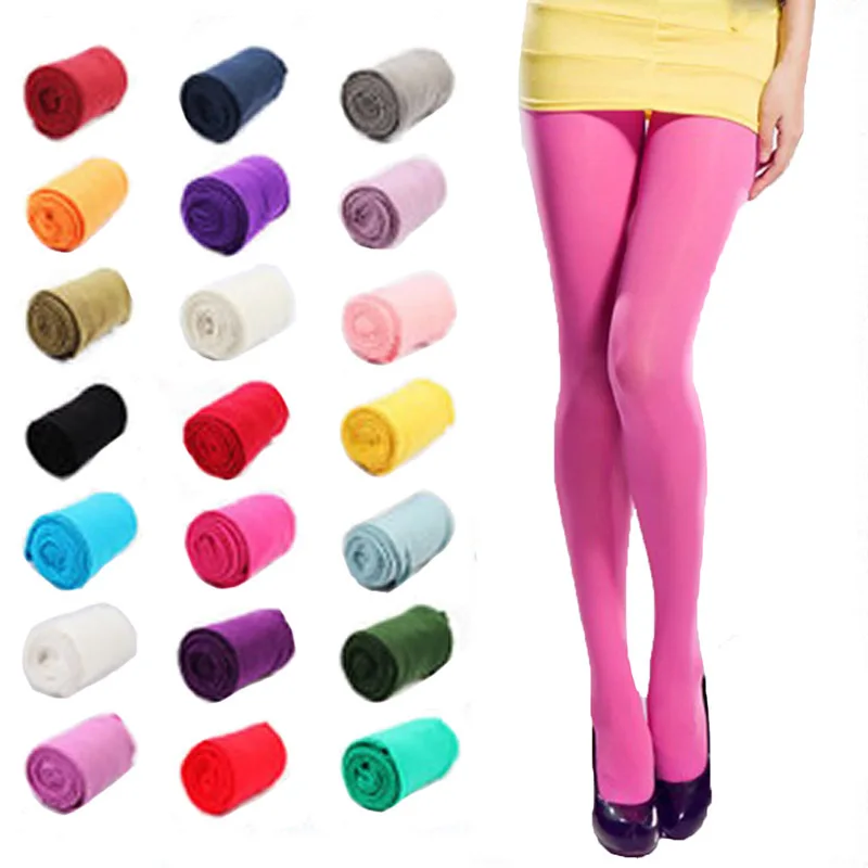 

Sexy Women Opaque Footed Tights Pantyhose Thin Collant Female Candy Color Collants Elastic Medias