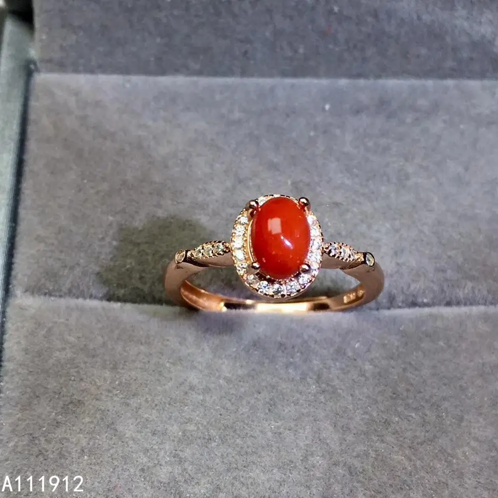 KJJEAXCMY fine jewelry natural red coral 925 sterling silver new women gemstone ring support test lovely