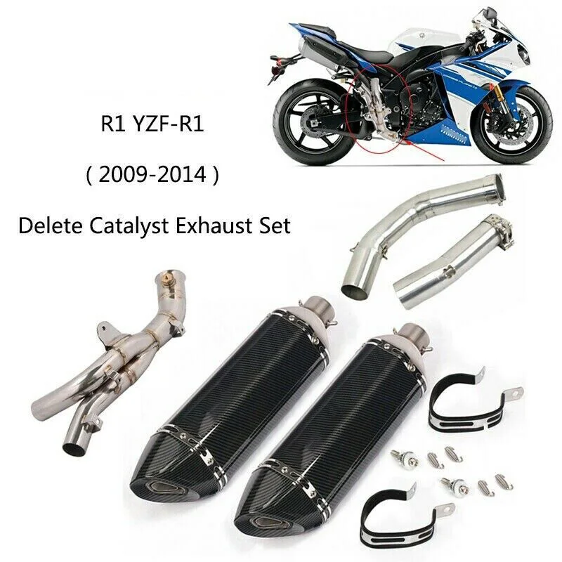 

For 2009-2014 Yamaha R1 YZF-R1 Motorcycle Exhaust Front Pipe Muffler Middle Link Connect Pipe Delete Catalyst DB Killer