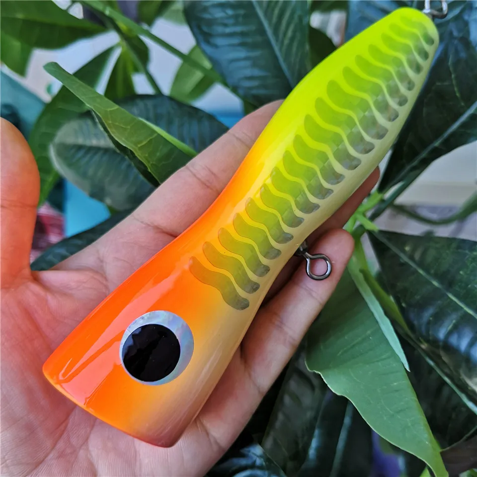 SWOLFY 1 TEILE/LOS Topwater Holz Popper 65G/ 70g /115G/190G GT Oberfläche Popping locken Tiefe Meer Boot Angeln Köder – Detail 22