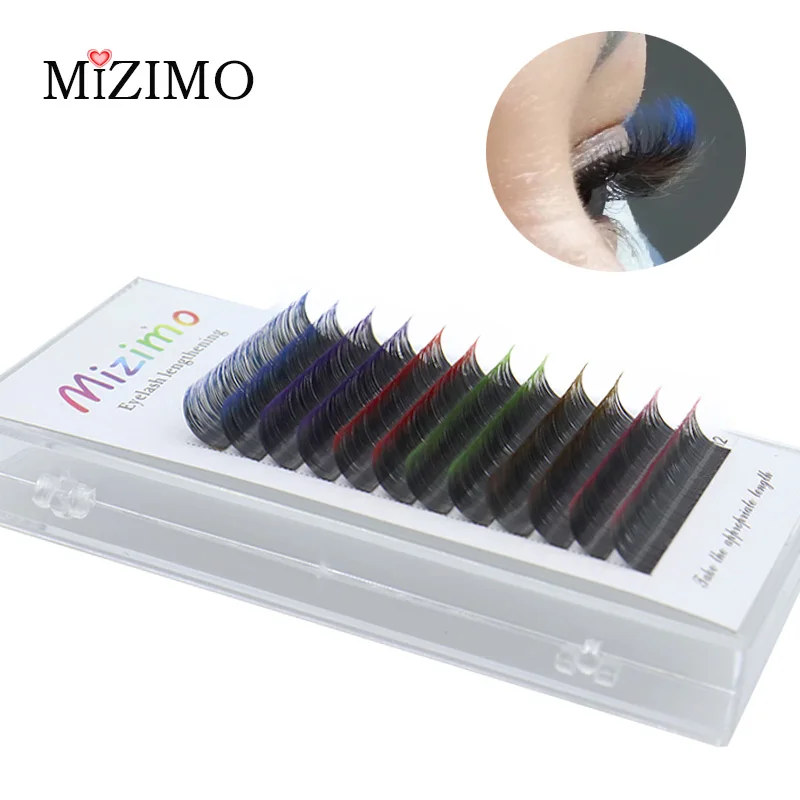 MIZIMO-pestañas postizas artificiales hechas a mano, herramienta de extensión de pestañas con flores personalizadas, color Azul, Morado, bicolor