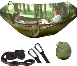 Hamaca de Camping con mosquitera, luz emergente, portátil, al aire libre, paracaídas, columpio, hamaca para dormir, cosas de Camping