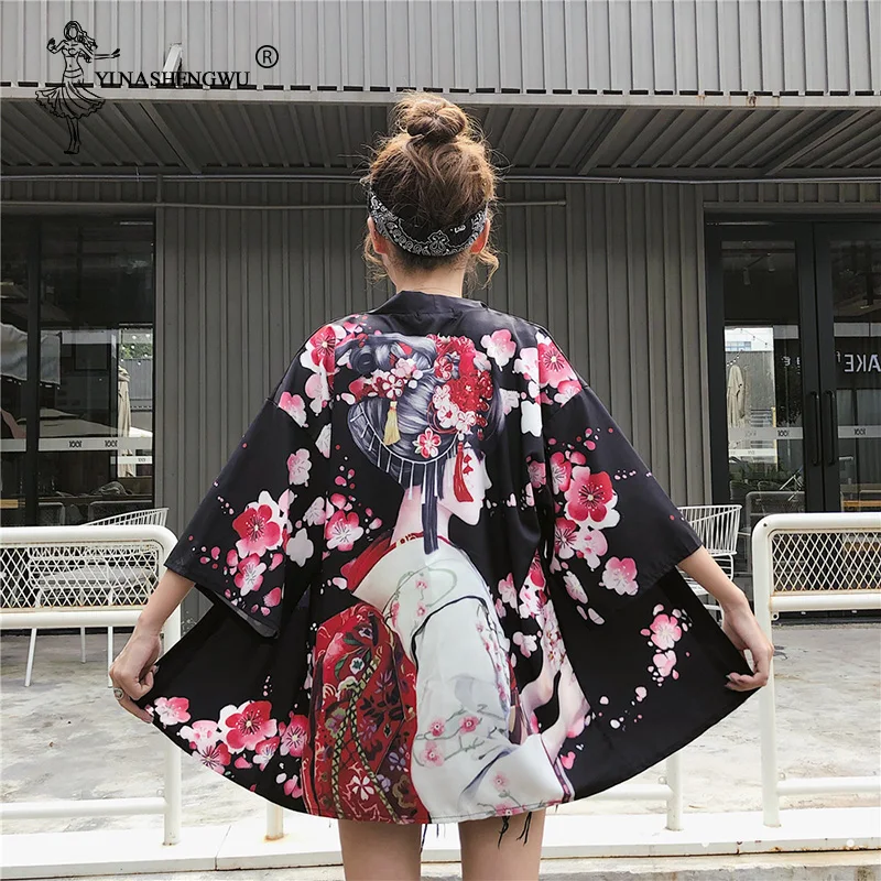 Kimono con estampado Kawaii de grulla para mujer, traje de 14 estilos, camisetas Yukata Harajuku, cárdigan japonés Haori para chica