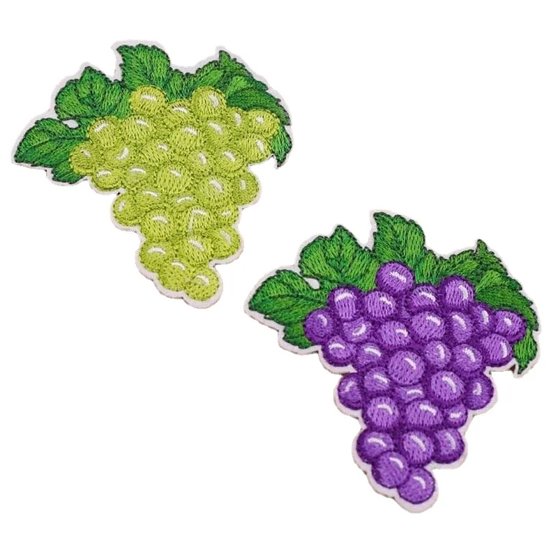 Cheap high quality Grape Fruit Embroidery Patches for Clothing Iron on Kids Clothes Appliques Badge Stripes Sticker