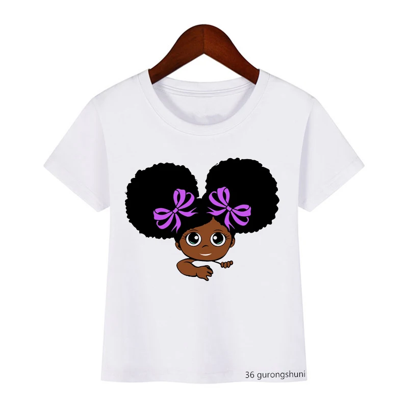 Black girls t shirt African Natural Hair Afro, girls clothes, humorous cool girls t-shirt, black little princess kids shirt