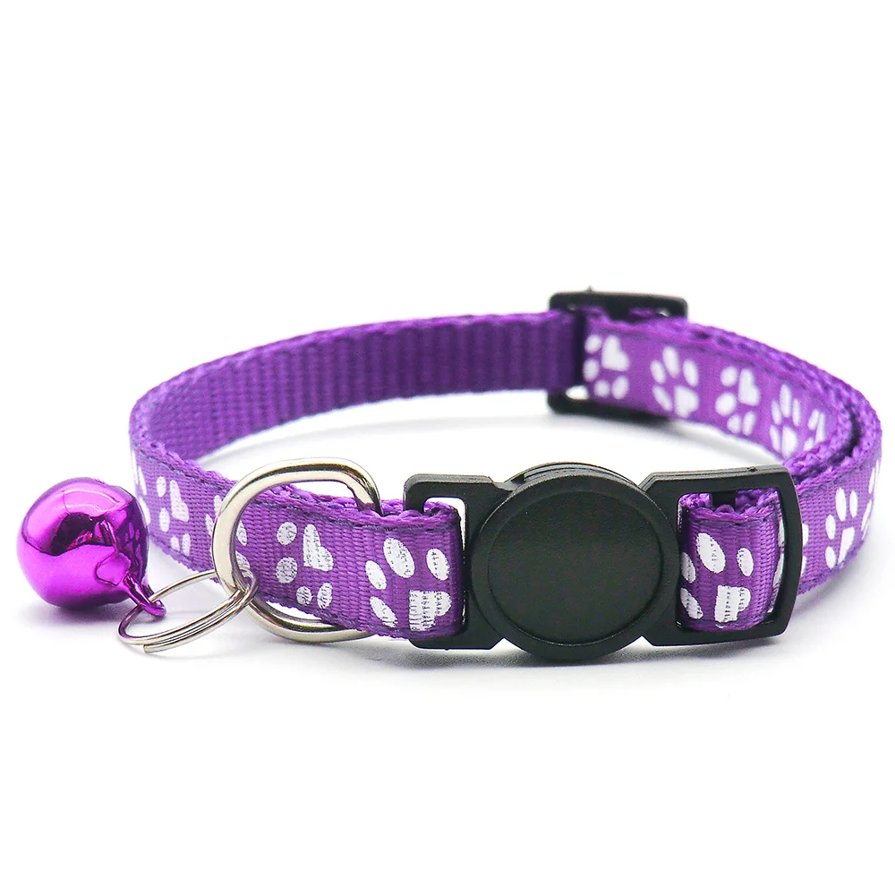 24Pcs Safety Buckle Collar Pet Dog Collar Cute Kitten With Bell Collar Adjustable Ribbon Bell Necklace For Cats Puppy Neck Strap