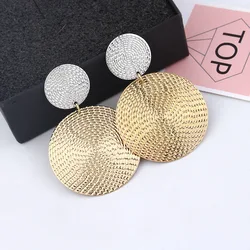 Uneven Alloy Dangle Earrings for Female Hyperbolic Big Round Pendants Punk Ear Jewelry Metal Earrings for Women pendientes