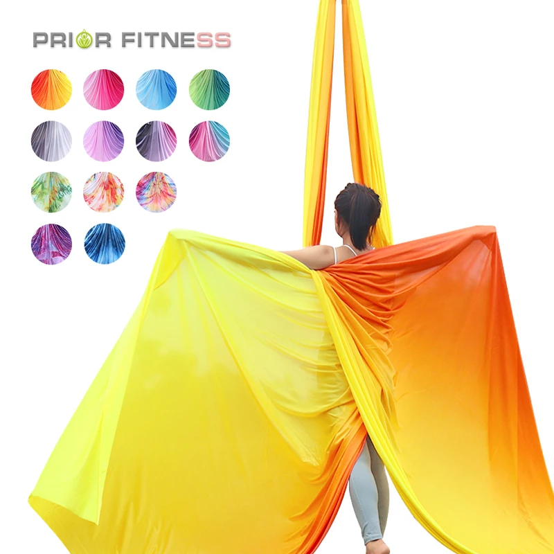 15Yards/13.7 Meters Aerial Silk Fabric Medium Stretch Gradient Colors Premium Aerial Nylon Tricot Silks, Full Hardware Kit