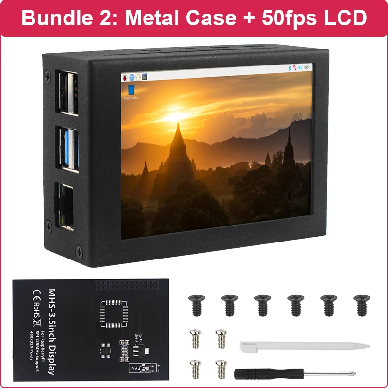 3.5 Inch Raspberry Pi 4 Display 5 50 Fps 480X320 Pixels Touchscreen Monitor Metal Case Aluminium Shell voor Raspberry Pi Model B