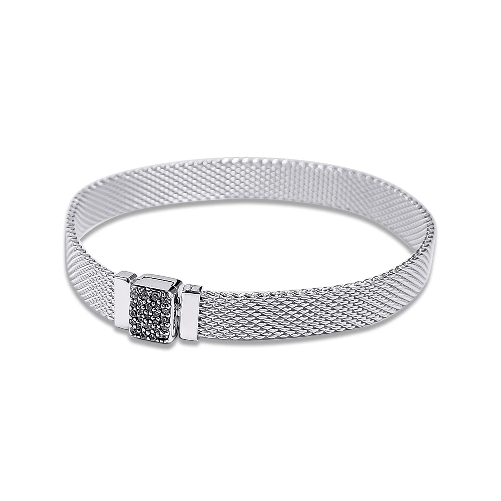 

Authentic 925 Sterling Silver Clear CZ Reflexions Sparkling Clasp Bracelets for Women Jewelry DIY Charm Bracelet Argent Pulseras