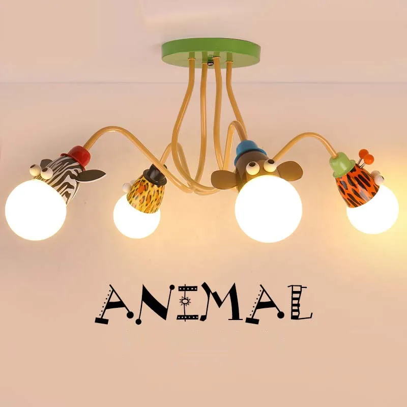 Creative Children Light Led Ceiling Lamp  Kid's monkey light Bedroom Lights Boys Girls Study Led 3/4/ 5 PCS Cartoon Animal Lamps