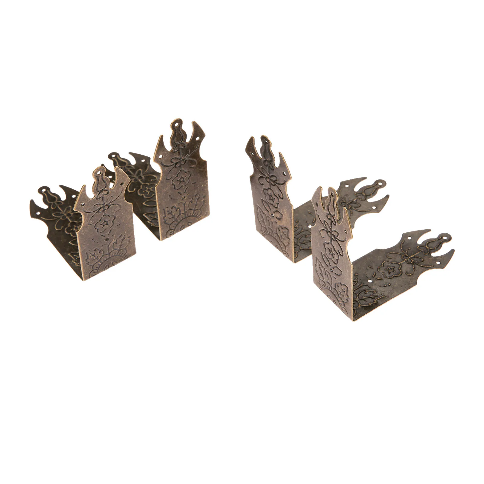 DRELD 4Pcs 69mm Antique Bronze Decorative Jewelry Gift Box Wooden Case Corner Protector Guard Metal Crafts Furniture Fittings