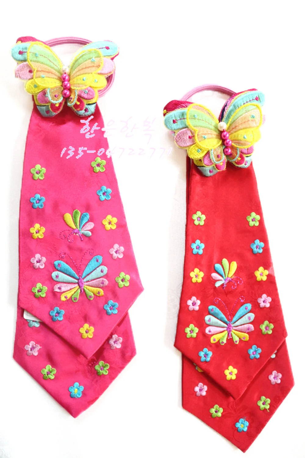 Korean Original Imported Children Embroidered Hair Belt  Stage Performance Headdress  Red   Hair Accessories  Scrunchie