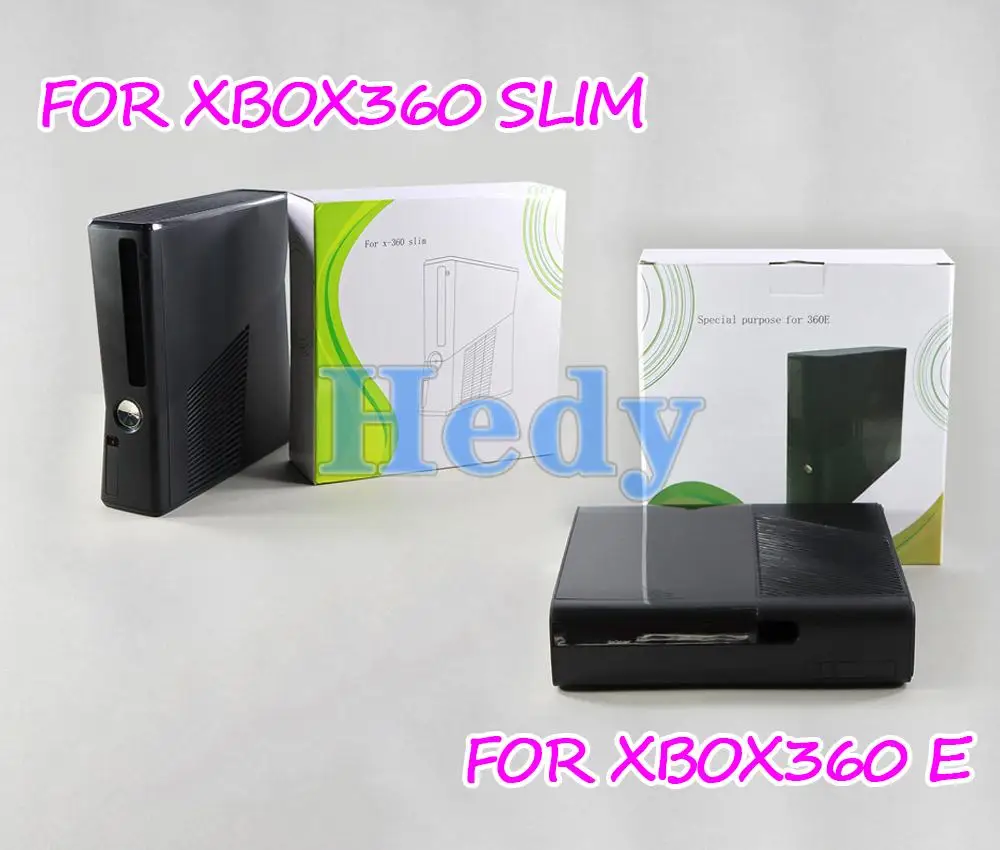 1set For XBOX360 E Full Set Protective Housing Shell Case For XBOX 360 Slim Console Black Replacement With Screw Accessories