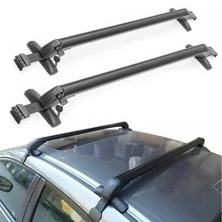 Portaequipajes de aluminio con barra de riel para montaje en techo de coche, Universal, negro, con cerradura superior, 2 uds.