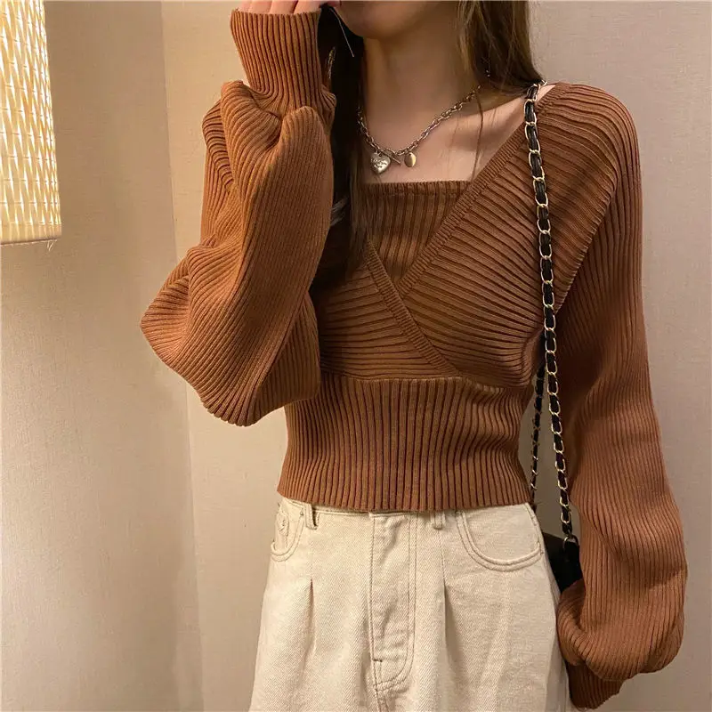 Pullovers Women Knitting Elegant Solid All Match Ladies Casual Korean Style Daily Loose Design Spring Fashion Popular College