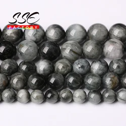 5A Natural Gemstones Eagle Eye Hawk Eye Beads Round Loose Bead For Jewelry Making Diy Charm Bracelet Accessories 6 8 10 12mm 15