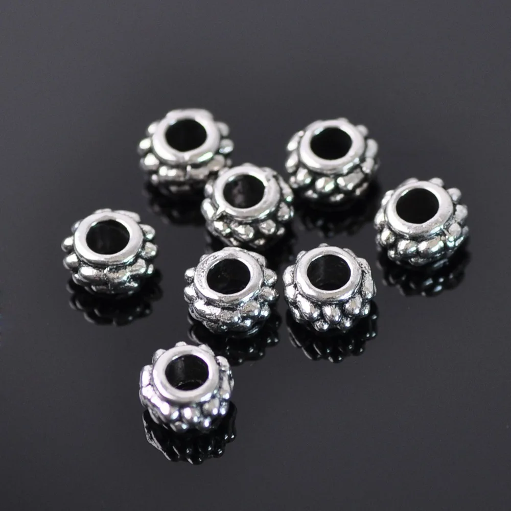 

50pcs Tibetan Silver Color 8mm Metal Rondelle Shape Loose Spacer Beads lot for Jewelry Making DIY Crafts Findings - 55#