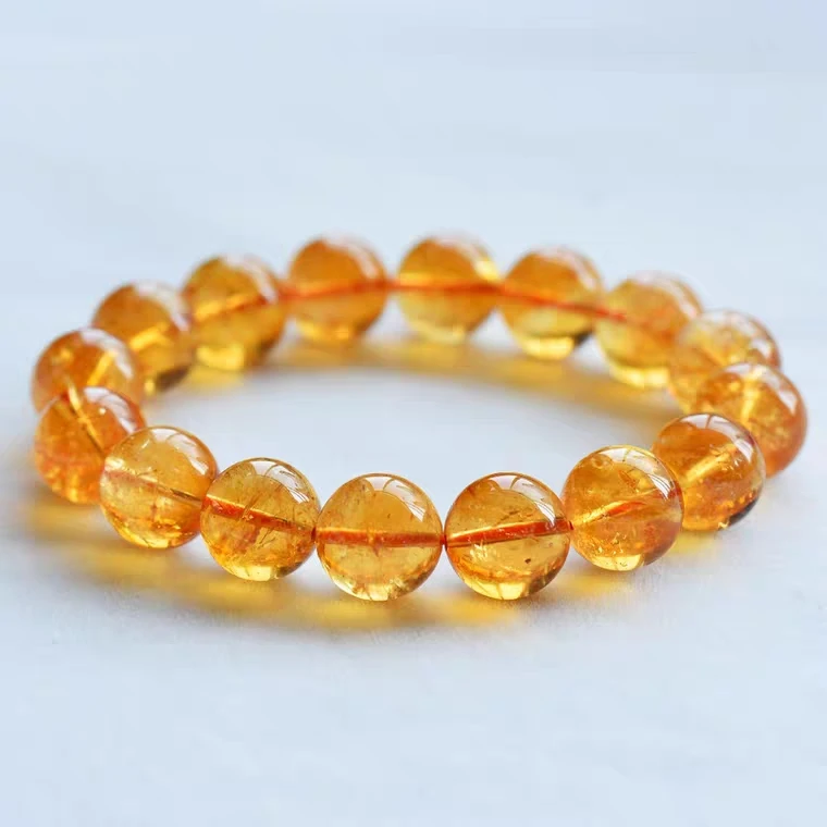 Natural Yellow Citrine Quartz Clear Round Beads Bracelet Crystal 10mm 11mm 12mm 13mm 14mm Wealthy Stone AAAAA