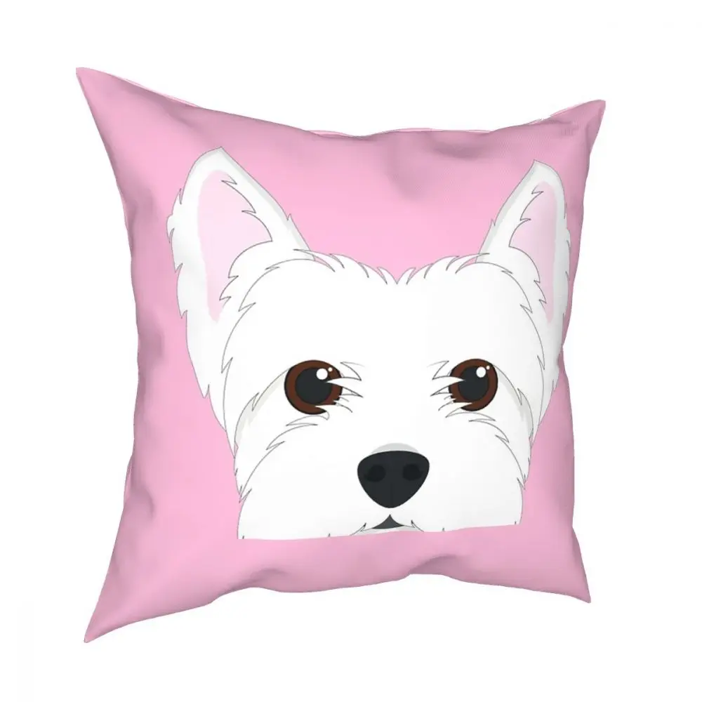 West Highland Terrier Dog Square Pillow Case Cushions for Sofa Westie Cute Puppy Novelty Pillowcase