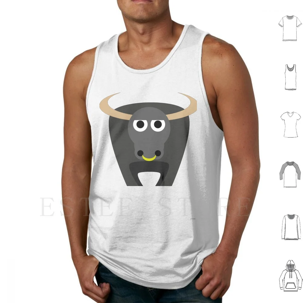 Bull Tank Tops Vest Bull Horns Horny Nose Nosering Nose Ring Animal Cow Beast Strong Vector Simple Farm