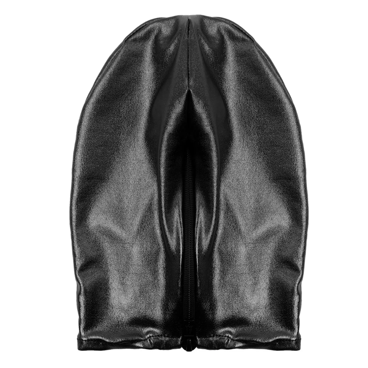 Masque facial de Cosplay unisexe pour hommes et femmes, en Latex métallique brillant, trou de bouche ouvert, couvre-chef complet, capuche pour Costume de jeu de rôle