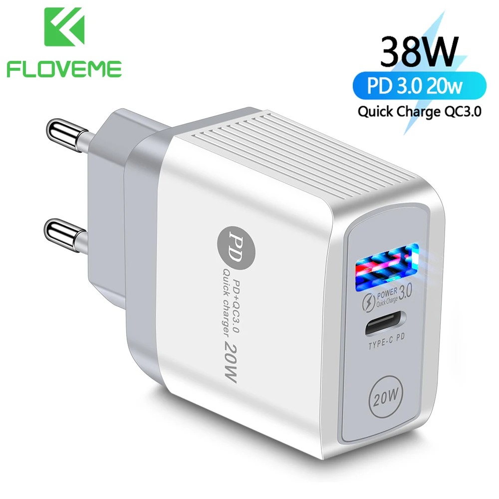

Зарядное устройство FLOVEME PD20W для телефона, зарядное устройство быстрая зарядка для iPhone12 11, зарядное устройство USB для Xiaomi 11, Samsung Glaxy S20, S10, заря...