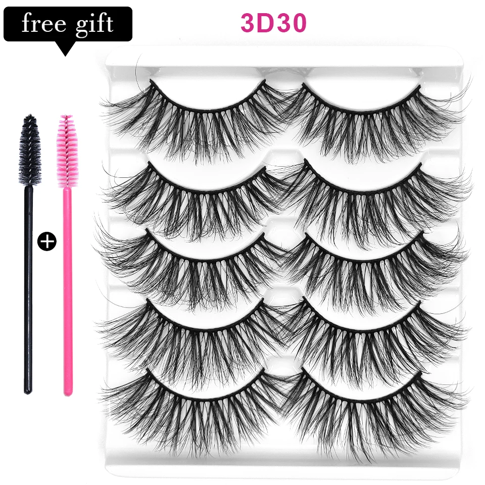 5คู่3D Mink Lashes ขนตาปลอมธรรมชาติหนาแน่นปริมาณปลอมขนตายาวขนตา Faux Mink Eyelashes สำหรับความงาม