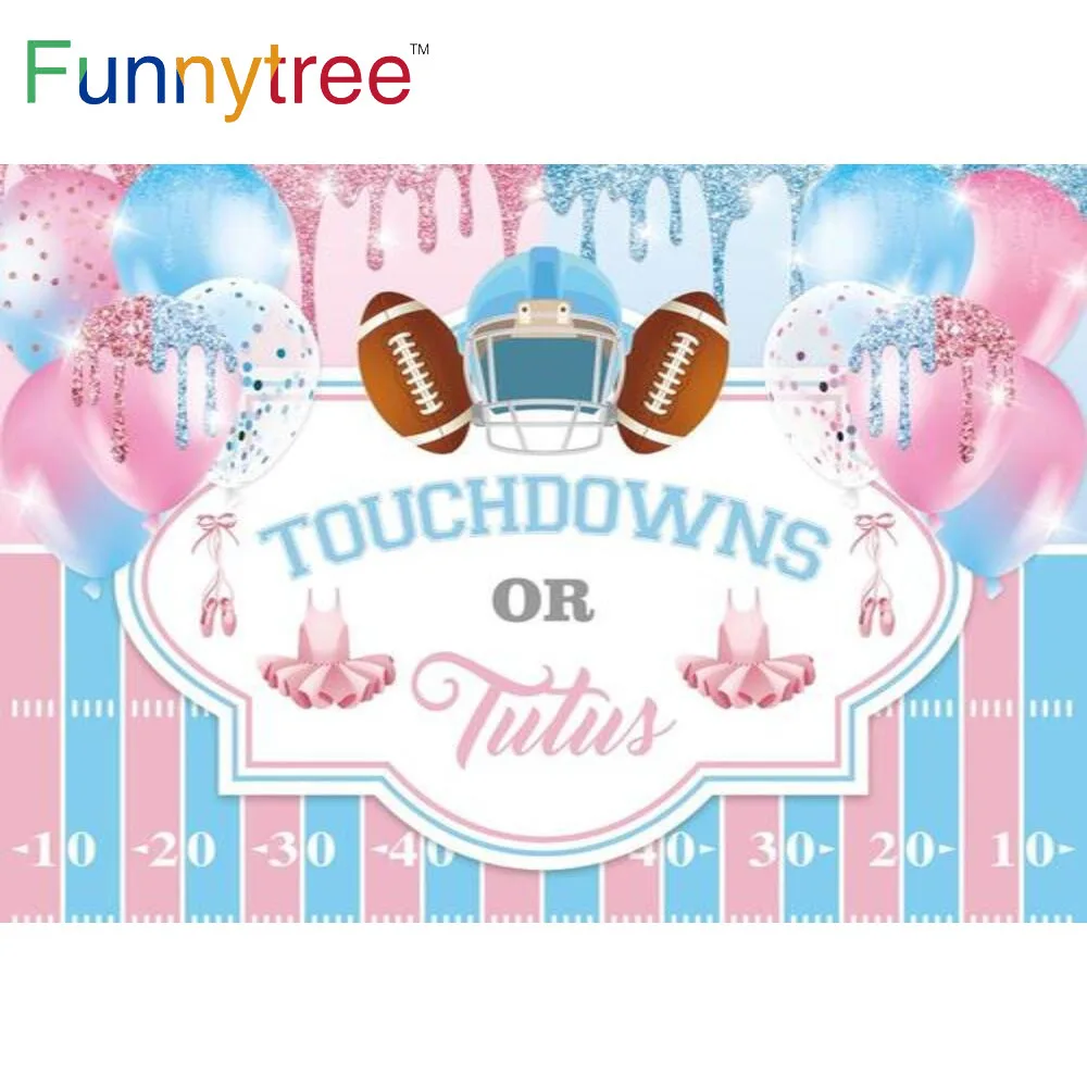 Funnytree Gender Reveal Backdrop Boy or Girl Glitter Pink Blue Balloons Newborn Decor Photography Background Banner Supplies