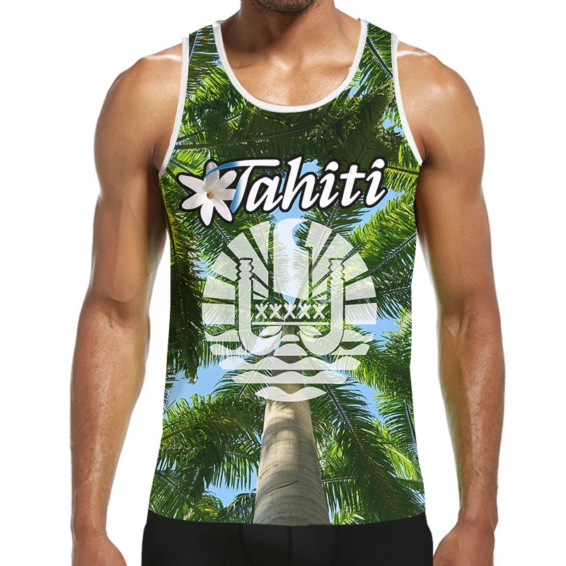 Mens Kanaka Polynesian Flower Printed 3D Tank Tops Exercise Sleeveless Tops Boys Bodybuilding Clothing Exercise Undershirt Vest