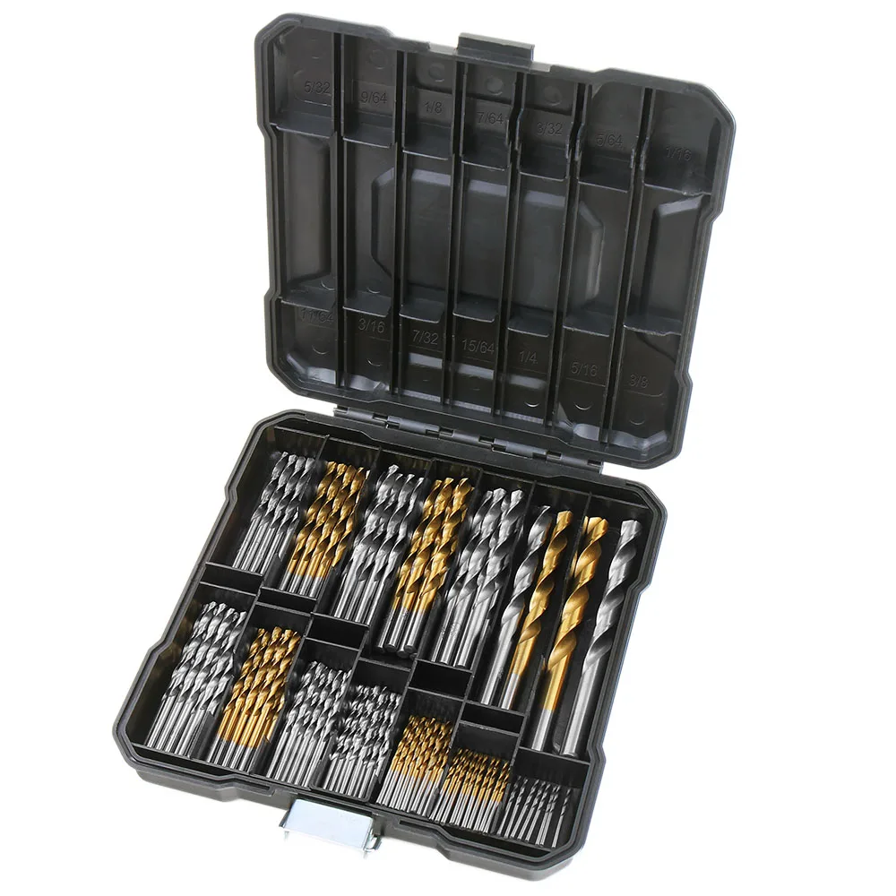 Hi-Spec Hss Mini Metal Drill Bit Set Titanium Woodworking Wood Drills Mansonry Twist Drill Tools Set Accesories With Plastic Box