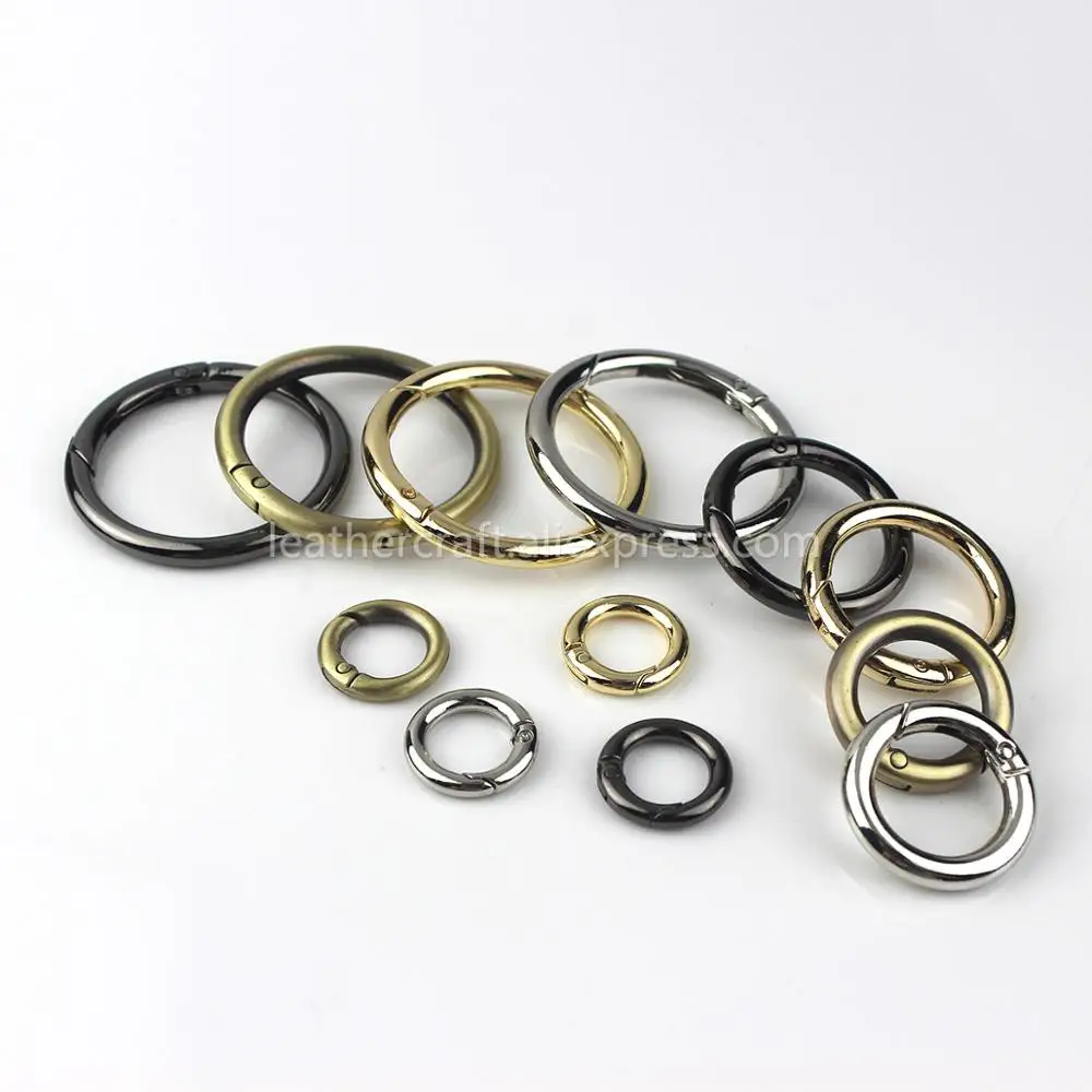 Metal spring gate O Ring Openable Keyring Leather Craft Bag belt strap buckle trigger snap clasp clip connector DIY accessory