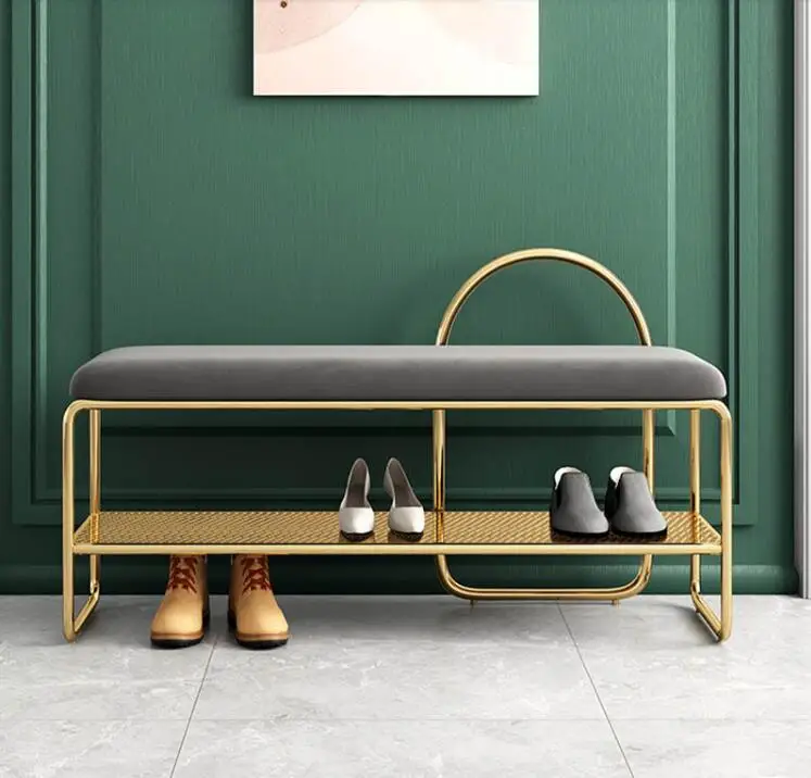 Luxury shoes-changing stool at home door-sitting shoe rack Nordic shoes-stool entry bar stool sofa stool with shoe cabinet