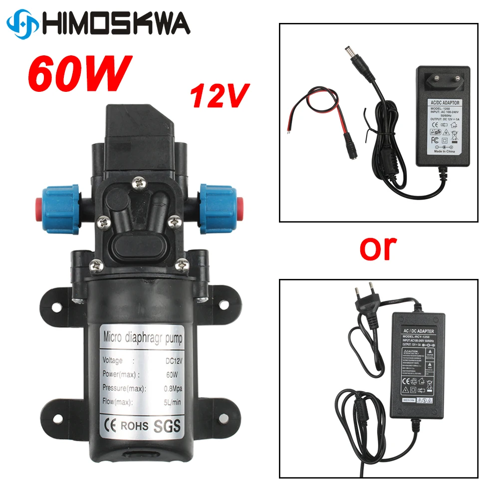 Imagem -02 - Bomba de Diafragma Doméstico Bomba de Auto-escorvamento Spray Bomba de Limpeza de Rega Dc12v 60w