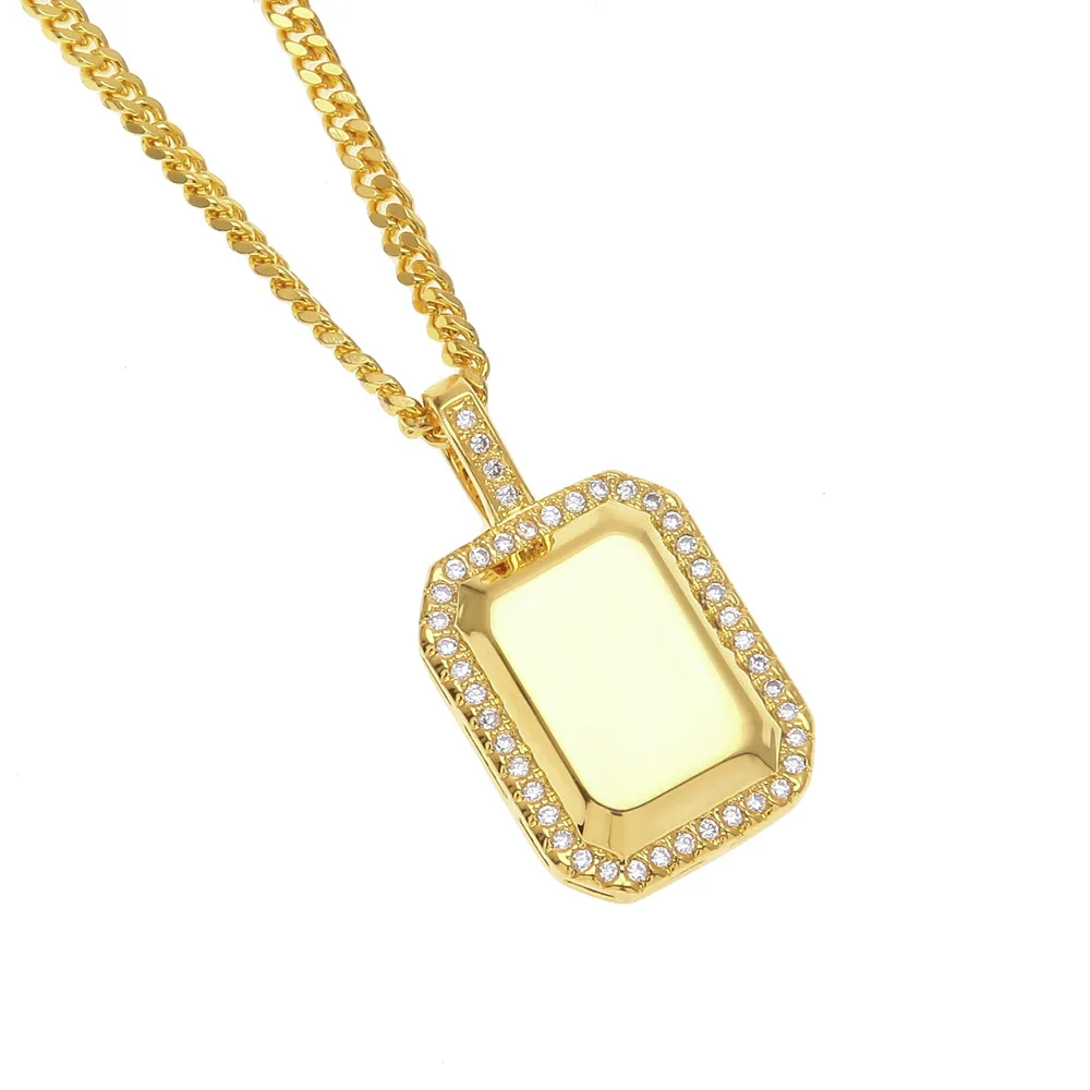 Army Brand Iced Out Bling Bling Brass Pendant&Necklace Mirco Pave Prong Setting for Men Hip Hop Jewelry BP026 view 3