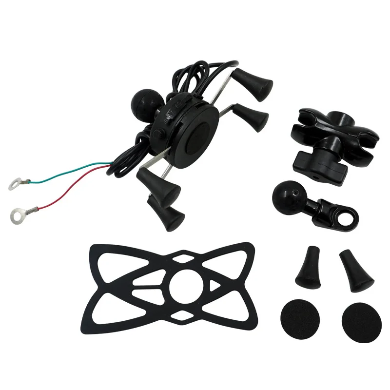 

Motorcycle Bike Mobile Phone Stand Holder With USB Charger Socket X Type Mount bracket Rear View Mirror For iphone 360 Degree