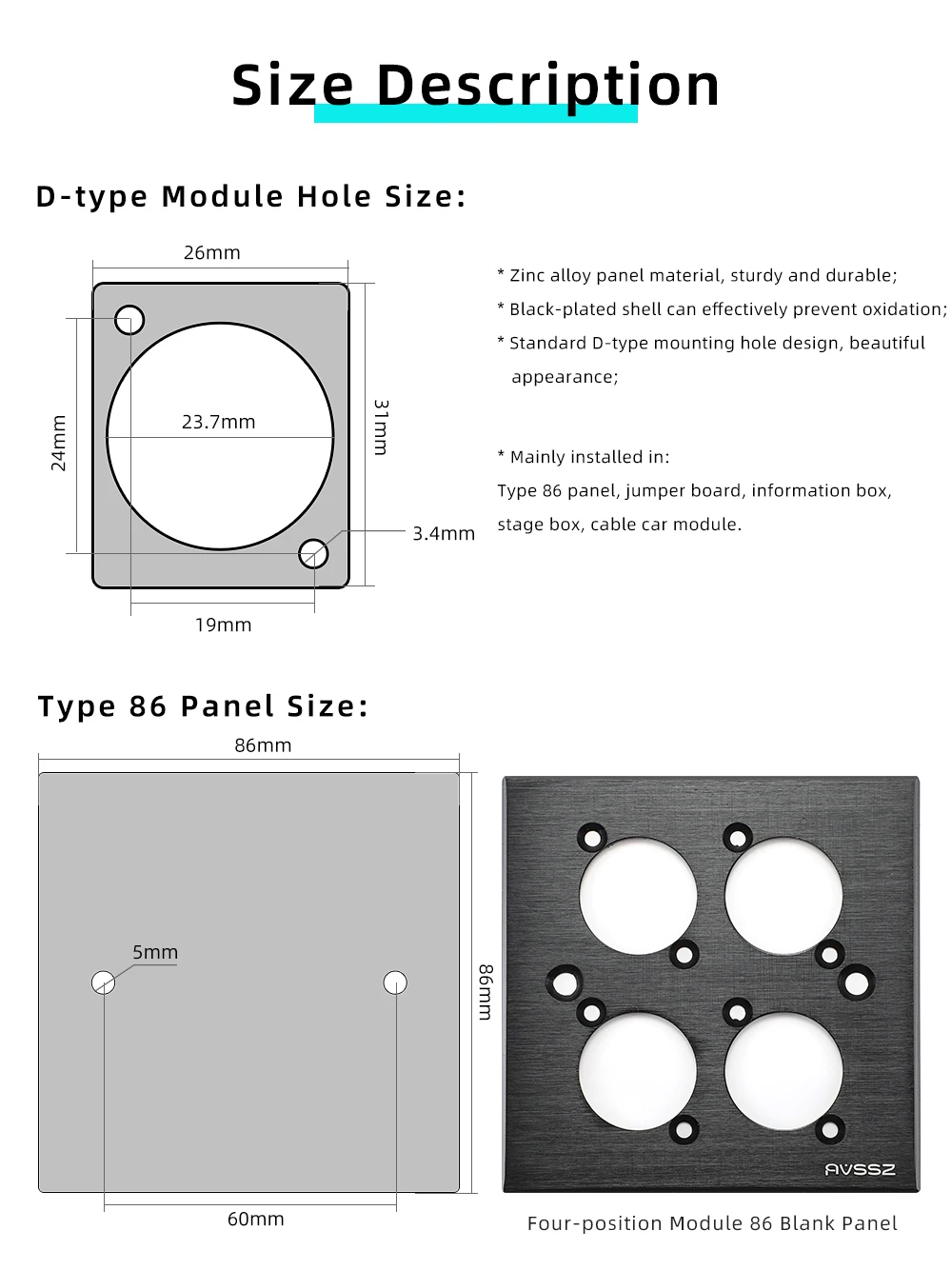 Metall-D-Typ RJ45 Netzwerkmodul RJ45 CAT6 CAT6A Gigabit 10GE Runder D-Typ Crimpanschluss RJ11 4-polige Telefonbuchse – Detail 2