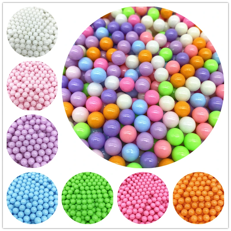 3 4 5 6 8 mm Candy Color NO Hole Beads Acrylic  for Jewelry Making Handmade Kids Toys DIY